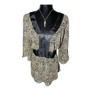 Apostrophe Plus Size Sheer Boho V-Neck Paisley Blouse 16-18W Y2K Artsy Top